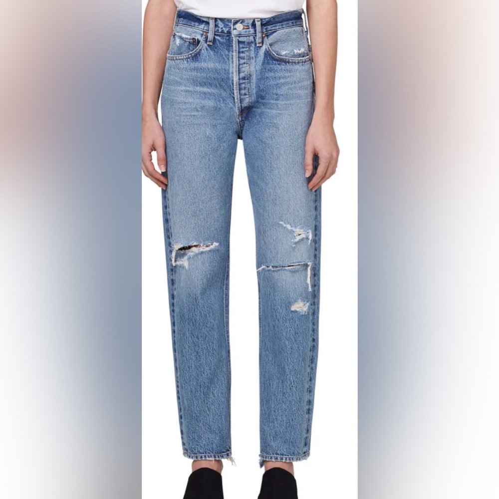 AGOLDE 90s Mid Rise Loose Streamline Distressed‎ Jeans Size 28